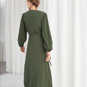 New army green wrap dress